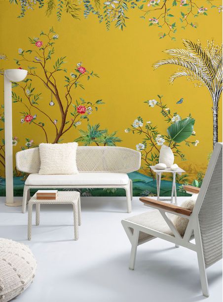 Painel de parede chinoisserie land yellow