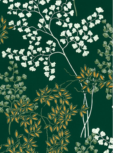 Papel de parede clássico ramos verde