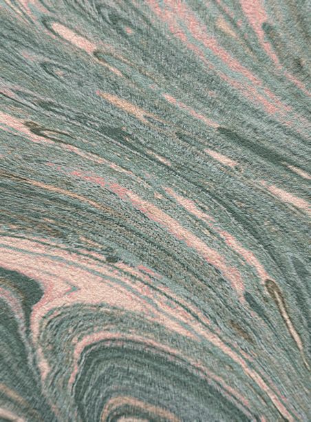 Papel de parede clássico líquido ii verde e pêssego