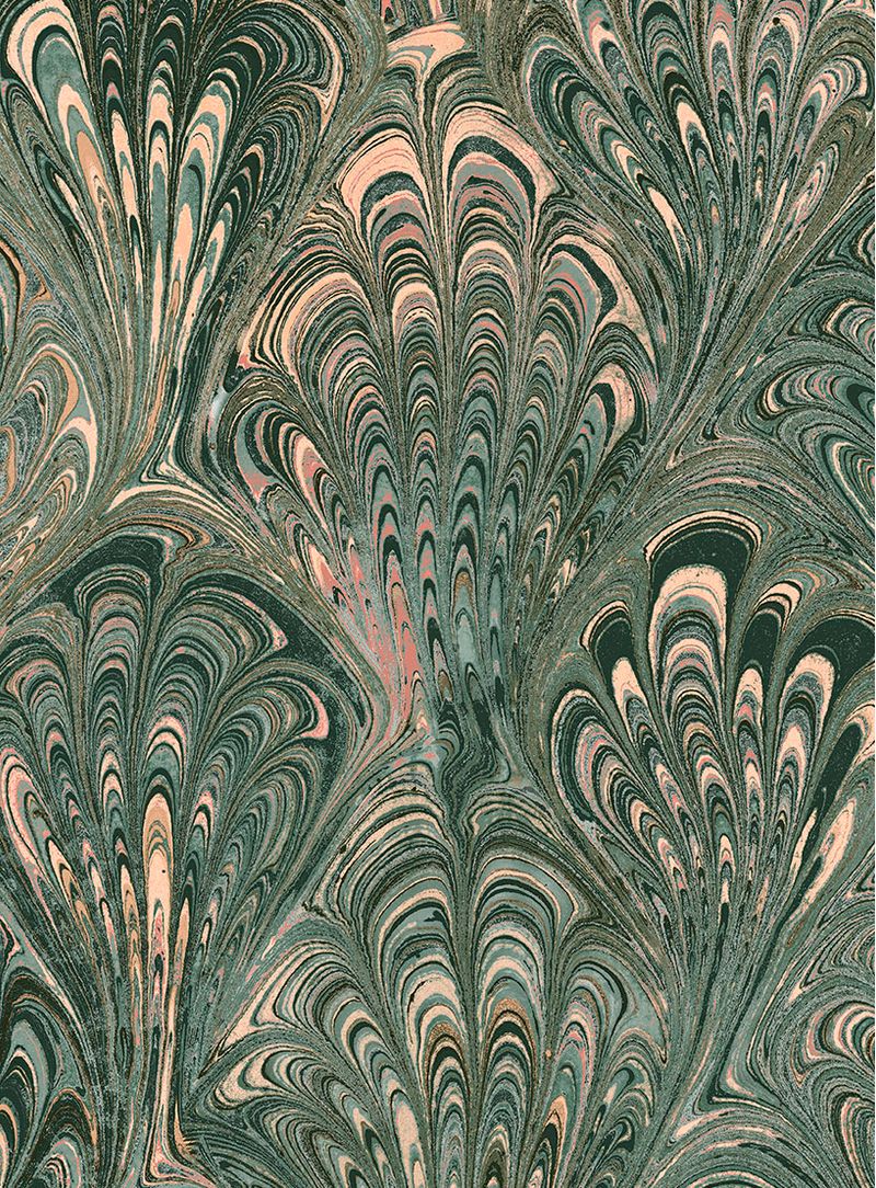 Papel-de-parede-classico-liquido-ii-verde-e-pessego