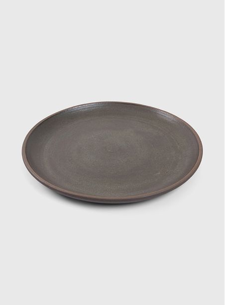 Prato raso terracota cerâmica esmalte azul