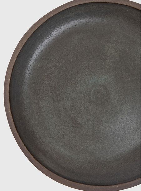 Prato Sobremesa Terracota cerâmica esmalte azul