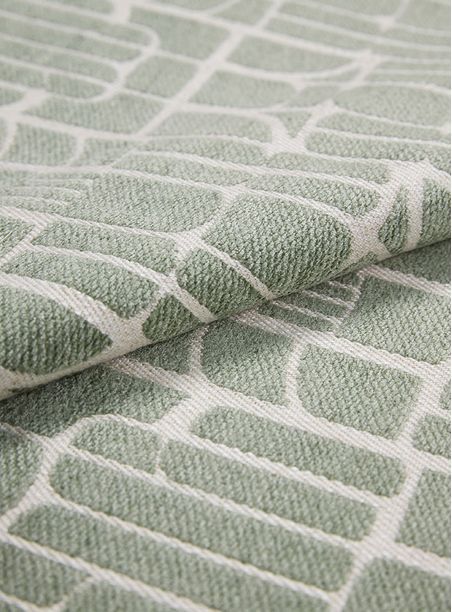 Tecido Jacquard Chenile Marajoara verde e off white