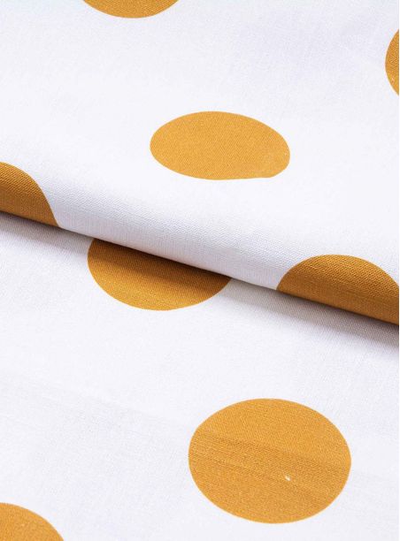 Tecido Estampado Bolas Mostarda