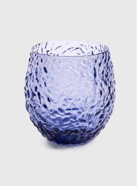 Copo Vidro Relevo Azul indigo 250 ml