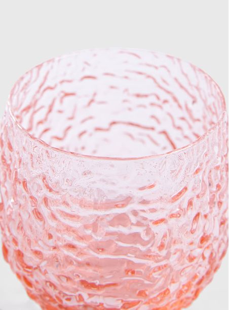 Copo Vidro Relevo Rosa 250 ml