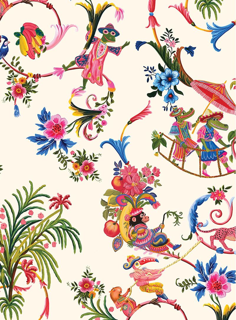 Papel-de-Parede-Festa-Dos-Bichos-Rosa