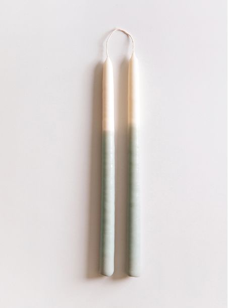 Par de Velas Bastão Bicolor  Verde Celadom