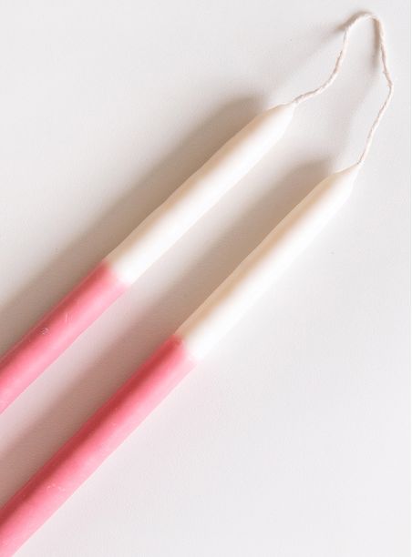 Par de Velas Bastão Bicolor Coral