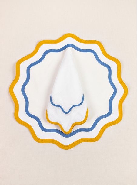 Kit Jogo americano - ondulado Neon - Amarelo e Azul