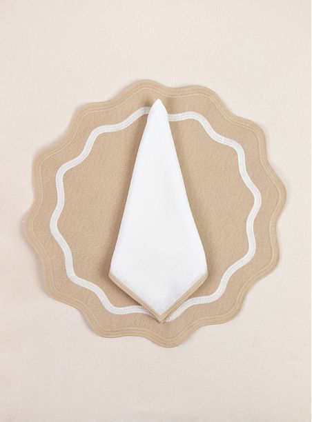 Kit Jogo americano - ondulado Básico - Borda Bege