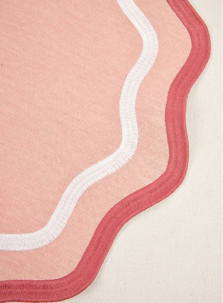 Kit Jogo americano - ondulado Básico - Borda Rosa