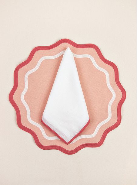 Kit Jogo americano - ondulado Básico - Borda Rosa