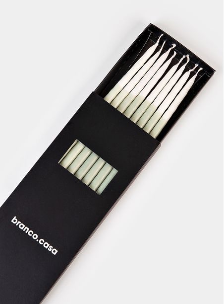 Kit 8 Velas Bastão Bicolor Verde com Castiçais