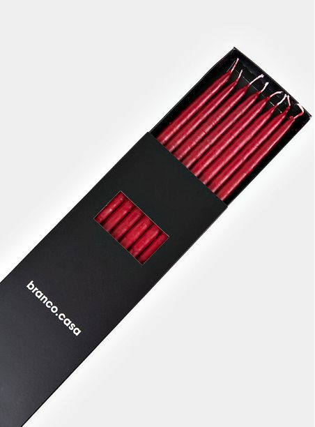 Kit 8 Velas Unicolor Vermelho com Castiçais