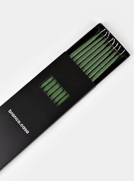 Kit 8 Velas Bastão Unicolor Verde Mata com 2 Castiçais