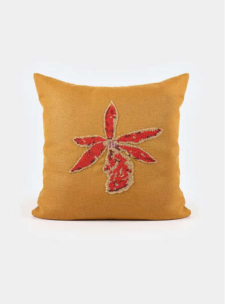 Almofada bordada miçanga orquídea