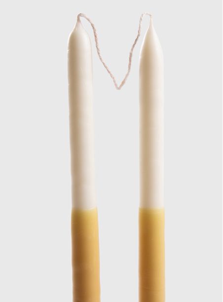 Par de Velas Bastão bicolor Mostarda