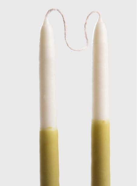 Par de Velas Bastão Bicolor Verde Oliva