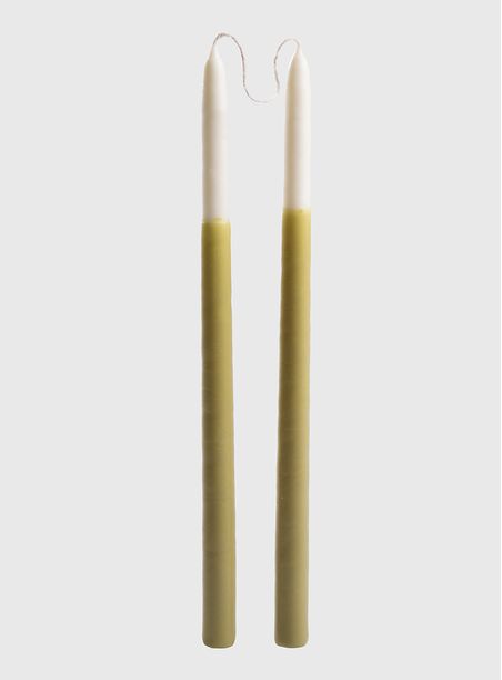Par de Velas Bastão Bicolor Verde Oliva