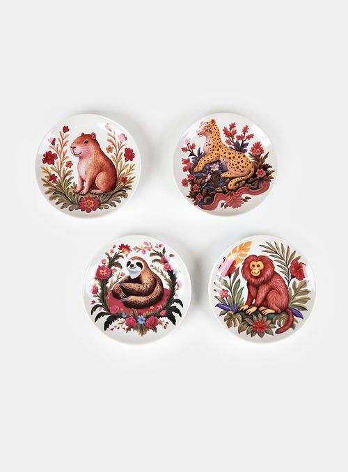 Set 4 Pratos Decorativos Festa dos Bichos