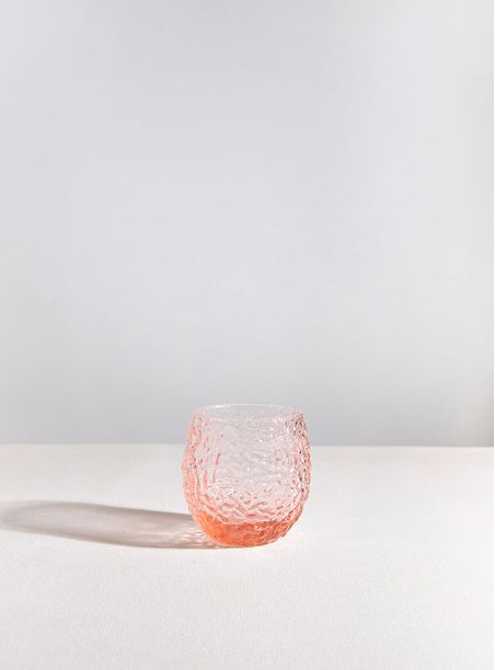 Copo Vidro Relevo Rosa 250 ml