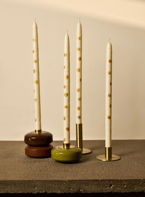 Castiçal de cerâmica empilhável Terracota brilhante