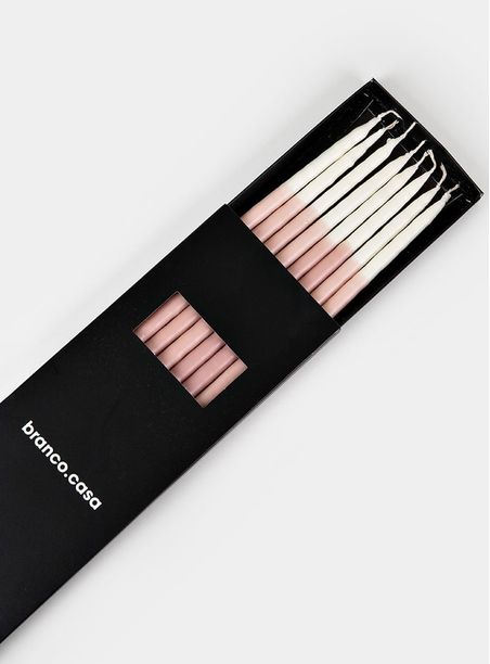 Kit 8 Velas Bastão Biocolor Rose com 2 Castiçais