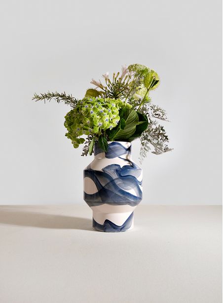 Vaso Pinceladas Azul Alto