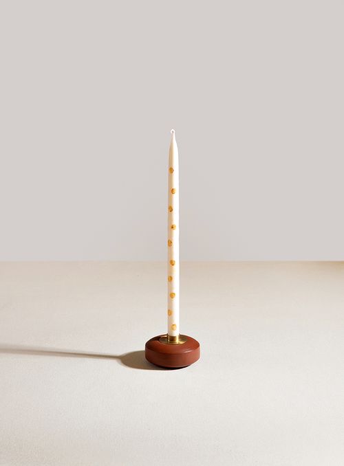 Castiçal de cerâmica empilhável Terracota brilhante