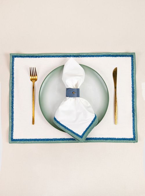 Kit Jogo Americano Imper.+Guardanapo Duplinha Azul