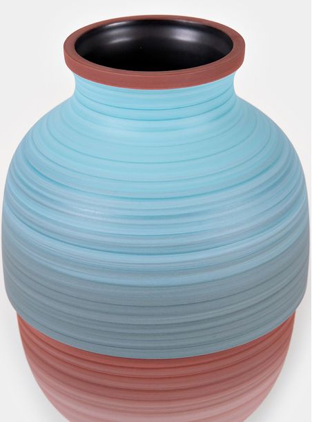 Vaso Duo Barro - Terracota e Azul