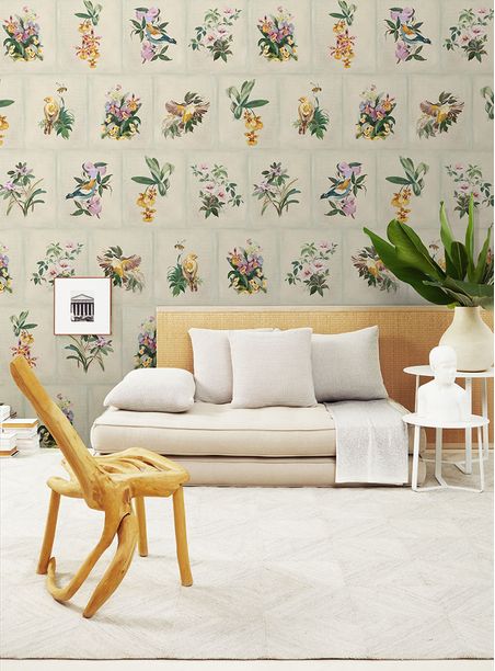 Papel de Parede Retratos de Pássaros e Flores