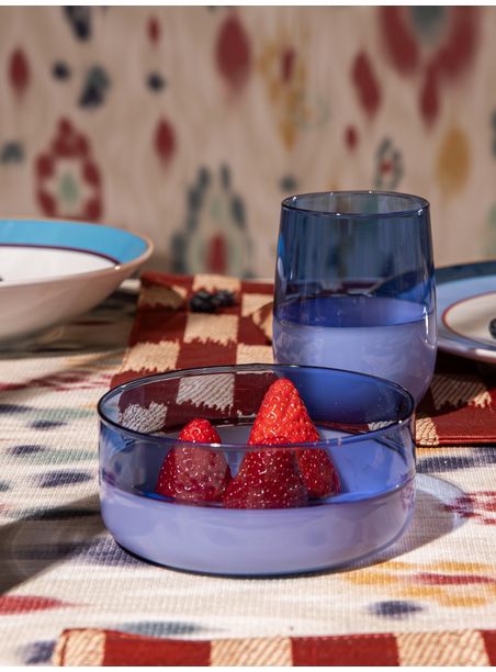 Tigela Opalina bicolor azul opaco