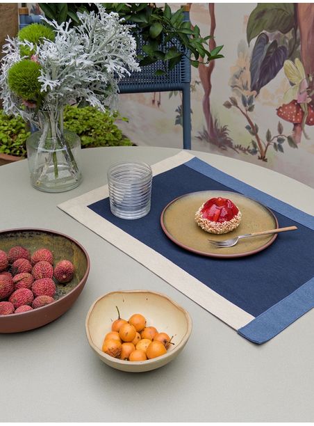 Jogo Americano Recortes impermeável marinho e cinza