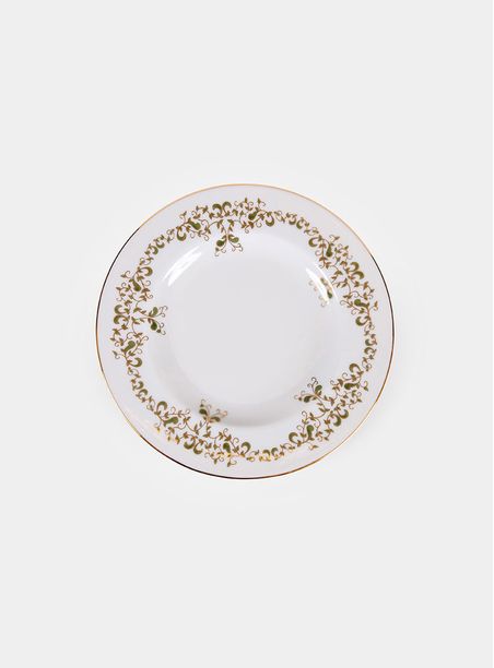 Prato Sobremesa Volutas com borda em ouro
